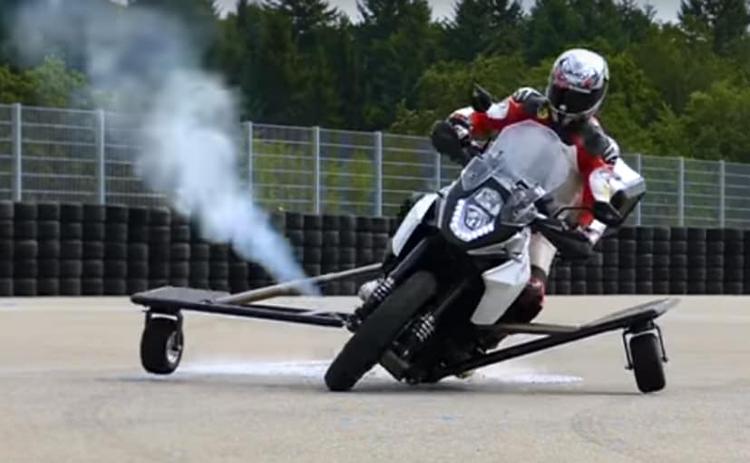 The new safety technology for motorcycles uses gas thrusters which help riders regain control of a sliding motorcycle, and avoid crashing.