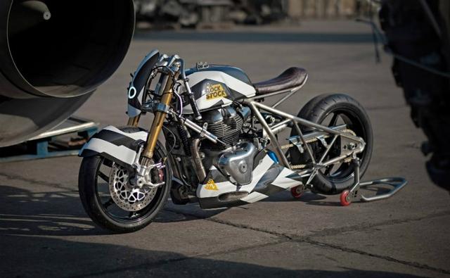 Royal Enfield unveils a custom dragster based on the new 650 cc parallel-twin engine, called the LockStock.