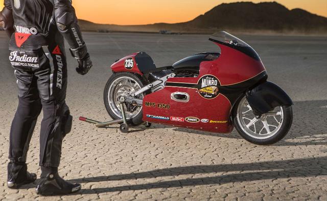 The new speed record was set for the 1350 cc 'Modified Partial Streamliner - Gas' class of bikes at the El Mirage Speed Trials in California with a speed of over 300 kmph