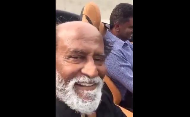 Not known for a extra ordinary lifestyle, superstar Rajnikanth was seen riding shotgun in a Ferrari California T with the Thalaivar taking a selife video of himself.