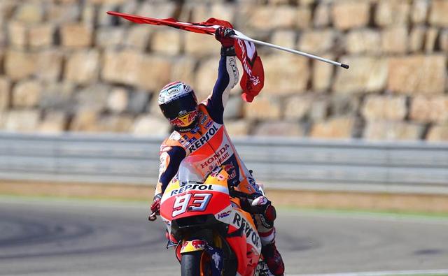It was an all-Spanish podium at the Aragon Grand Prix with Marc Marquez taking the win, followed by Jorge Lorenzo in second and Dani Pedrosa in third. Valentino Rossi finished fifth after starting third in the race.