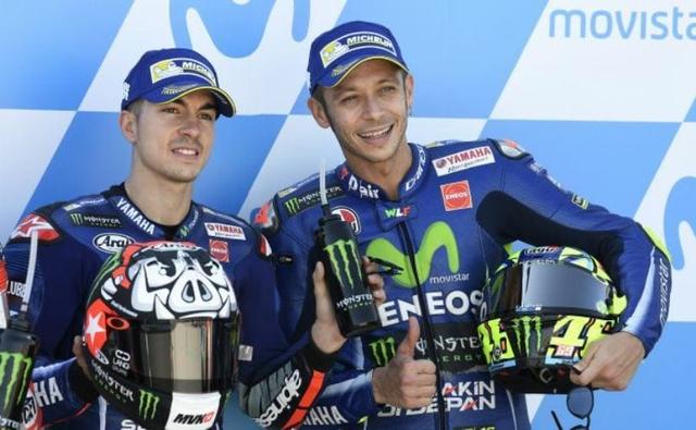 Recovering from his leg fracture, Yamaha's Valentino Rossi will start in third place tomorrow in the Aragon Grand Prix, while his teammate Maverick Vinales took pole 0.180 seconds ahead of Rossi. Ducati's Jorge Lorenzo will start second tomorrow.
