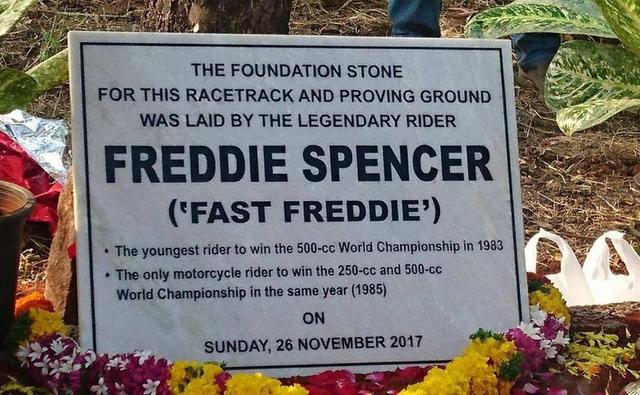 We told you about India getting three new race tracks soon, which would be a big push for Indian motorsport scene. The three upcoming tracks will be located in Hosur, Hyderabad and between Mumbai-Pune, and it now seems the third one is a step closer to fruition. Images have emerged of motorcycling legend Freddie Spencer laying the foundation stone of the upcoming race track in Kamshet, near Pune.