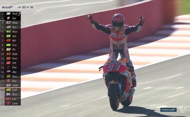 Honda's Marc Marquez has been crowned as the 2017 MotoGP World Champion. The 24-year-old took his sixth world title at Valencia as he finished third in the race, while teammate Dani Pedrosa won the Valencia Grand Prix after an intense battle with Johann Zarco on the last lap. World title contender Andrea Dovizioso of Ducati put up a fantastic display of determination and hard work in the final race, before crashing in the closing stages.