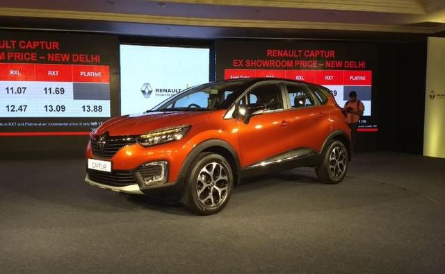 The Renault Captur is available in four trim option - RXE, RXL, RXT and the top-of-the-line Platine. Renault has launched the SUV at an introductory price of Rs. 9.99 lakh to Rs. 13.88 lakh (ex-showroom, Delhi).