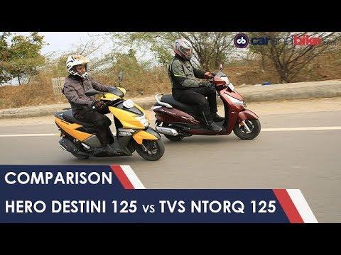 Hero Destini 125 vs TVS NTorq 125 | Comparison Review |  Price, Specifications, Features, Mileage.