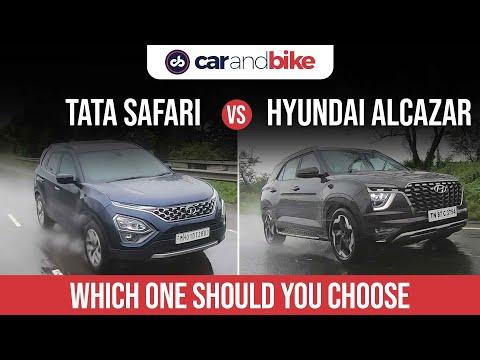 Tata Safari vs Hyundai Alcazar: Comparison Review | SUV Comparison | carandbike