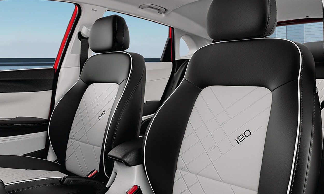 All New Elite I20 Dual Tone Seats With I20 Branding All New Elite I20 Dual Tone Seats With I20 Branding