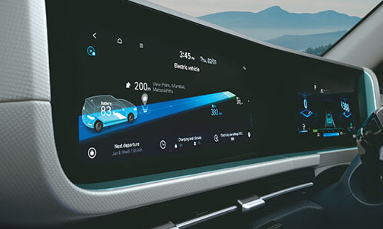 Infotainment and cluster Hyundai creta EV Infotainment and cluster Hyundai creta EV images