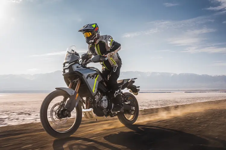 CFMoto took the wraps off its new 450 cc adventure motorcycle, the 450 MT, at EICMA 2023. 
