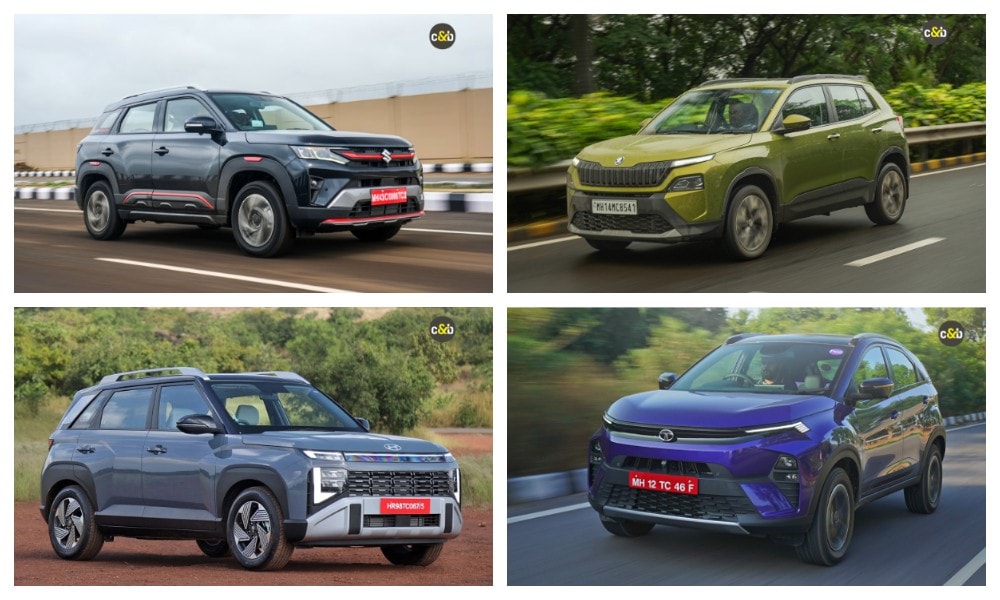 Maruti Suzuki Brezza vs Skoda Kylaq vs Hyundai Venue vs Tata Nexon Camo: Manual Turbo-Petrol Engine Battle Maruti Suzuki Brezza vs Skoda Kylaq vs Hyundai Venue vs Tata Nexon Camo: Manual Turbo-Petrol Engine Battle