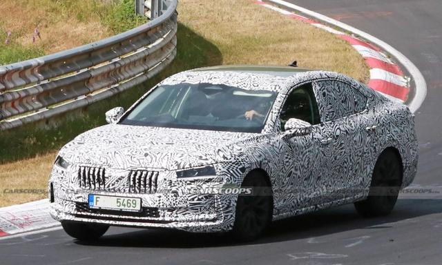 Spotted testing at the Nurburgring, the 2024 Skoda Superb appears to receive subtle cosmetic updates and a longer wheelbase