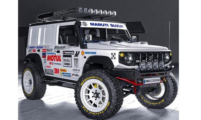 This render of the rally-ready Jimny Dakar Edition by Bimble Designs pays homage to the original Maruti Suzuki Gypsy