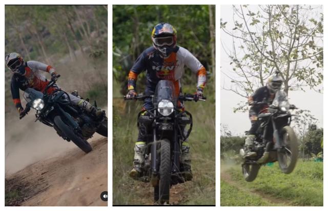 Ace rally pilot and Dakar veteran, CS Santosh is seen putting the soon-to-be-launched Royal Enfield Himalayan 450 through its paces in a new video on social media.