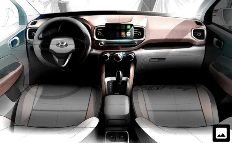 Hyundai Motor India is all set to introduce the Venue Subcompact SUV later this year and the company is releasing details on the new offering ahead of its global unveil on April 17, 2019. While Hyundai released sketches of the exterior and interior a few days ago, the company has now posted a new sketch of the dashboard providing more details on the upcoming offering. The new Hyundai Venue will be offered with a dual-tone dashboard, while the sketch also showcases the large 8-inch touchscreen infotainment display with Android Auto and Apple CarPlay, along with an automatic transmission.