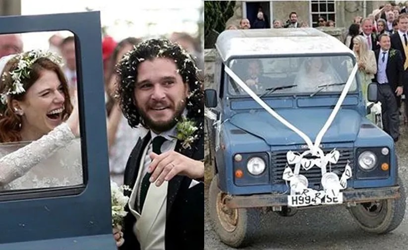 A Land Rover Defender 90 Was Kit Harington and Rose Leslie's Wedding Car A Land Rover Defender 90 Was Kit Harington and Rose Leslie's Wedding Car