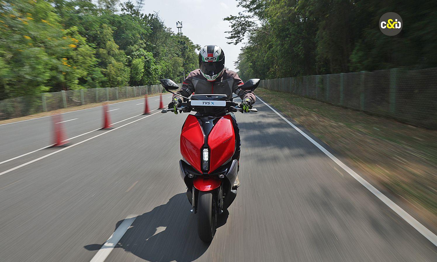 The TVS X is the most expensive electric scooter currently on sale in India. We got a chance to spend some time with it at TVS’ test track in Hosur. Here’s the first ride review in pictures