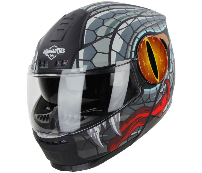 The helmet features a full-face design and is made from thermoplastic shells