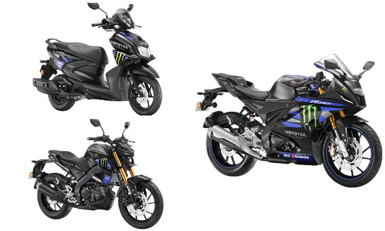 The Monster Energy Yamaha MotoGP Edition models wear a livery inspired by the bikemaker's YZR-M1 race bike.