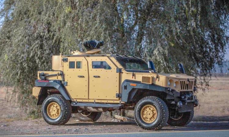 Powering the armoured vehicle is powered by a 3.2-liter multi-fuel diesel engine, featuring a 4x4 drivetrain and front and rear differential locks, delivering power output of 212 bhp.