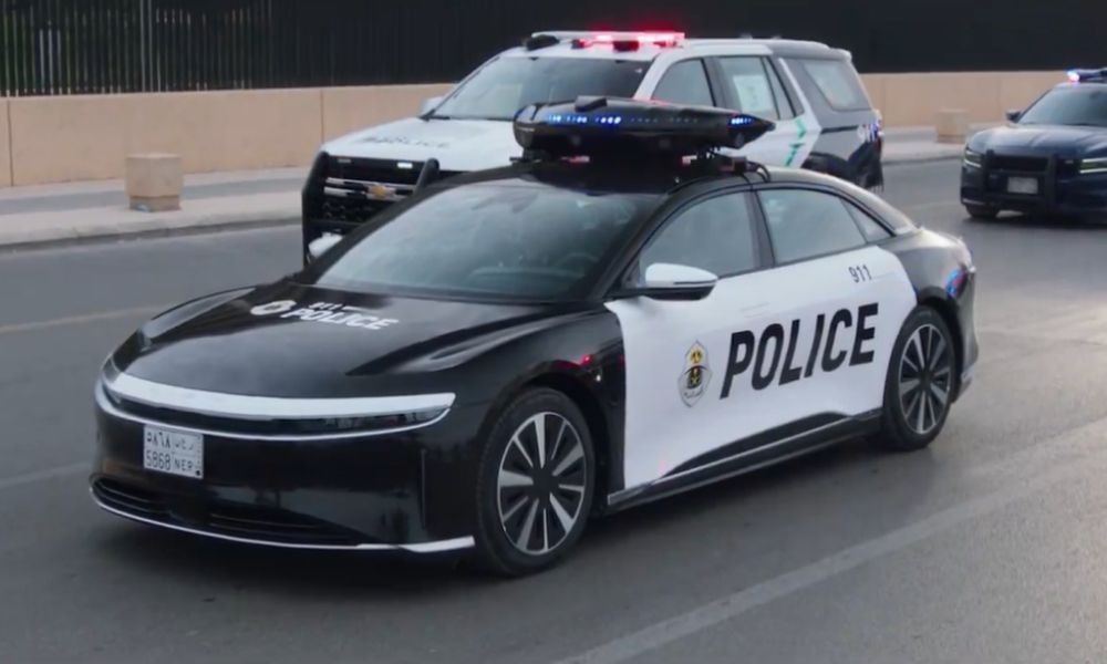 Lucid Air Police Car Revealed For Saudi Arabia With Drone Carrier  Lucid Air Police Car Revealed For Saudi Arabia With Drone Carrier