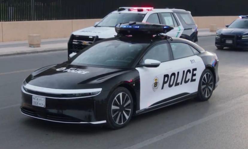 Lucid Air Police Car Revealed For Saudi Arabia With Drone Carrier 