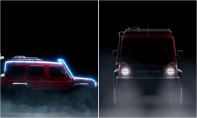 The latest teaser sheds more light on the exterior of the upcoming Gurkha SUV. Expect similar styling on both versions of the SUV.  
