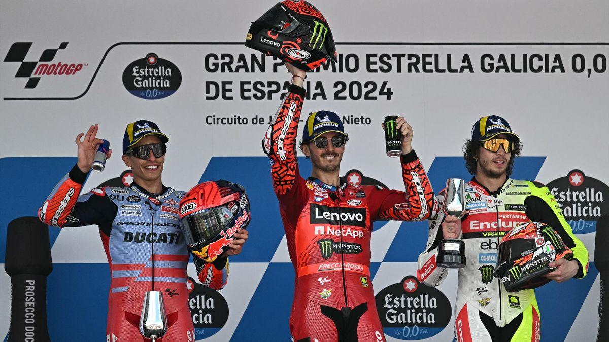 Reigning three-time world champion Francesco Bagnaia claimed his third consecutive victory at the Circuito de Jerez Angel Nieto 