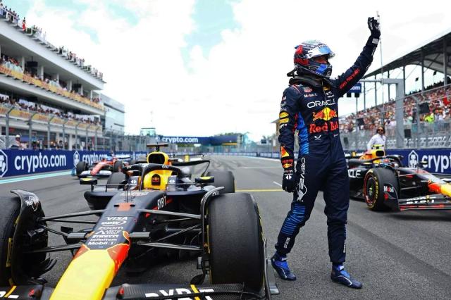 Ferrari’s Charles Leclerc kept Max Verstappen within two seconds throughout the race, the Dutchman edging a close battle between the two drivers.