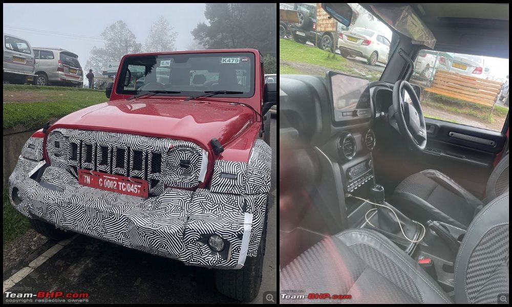 Mahindra Thar Facelift Spied With Thar Roxx-Derived Fascia, Updated Cabin Mahindra Thar Facelift Spied With Thar Roxx-Derived Fascia, Updated Cabin
