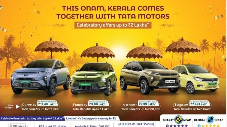 Tata Motors Announces Onam Offers In Kerala With Benefits Of Rs 40,000 Up To Rs 2 Lakh Across The Range Tata Motors Announces Onam Offers In Kerala With Benefits Of Rs 40,000 Up To Rs 2 Lakh Across The Range