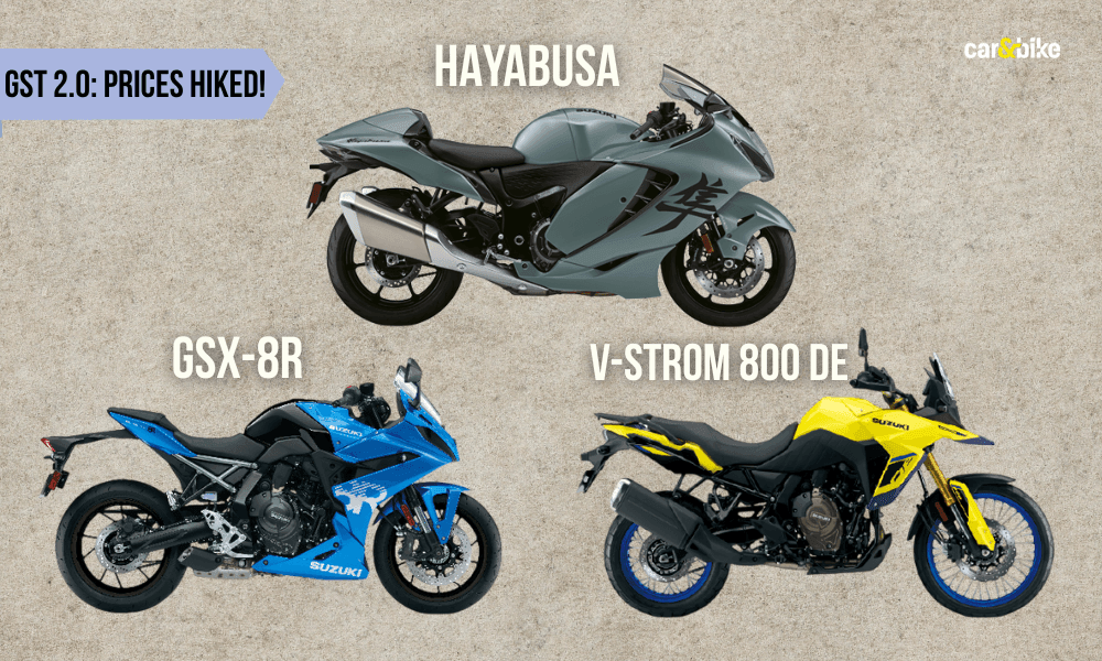 GST 2.0: Suzuki Hayabusa, GSX-8R, V-Strom 800 DE Prices Hiked By Up To Rs 1.16 Lakh GST 2.0: Suzuki Hayabusa, GSX-8R, V-Strom 800 DE Prices Hiked By Up To Rs 1.16 Lakh