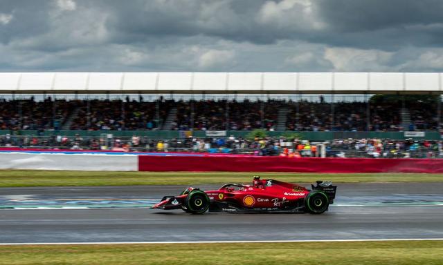 Carlos Sainz bagged his career-first pole position at a soaked Silverstone circuit, beating Max Verstappen and Charles Leclerc.
