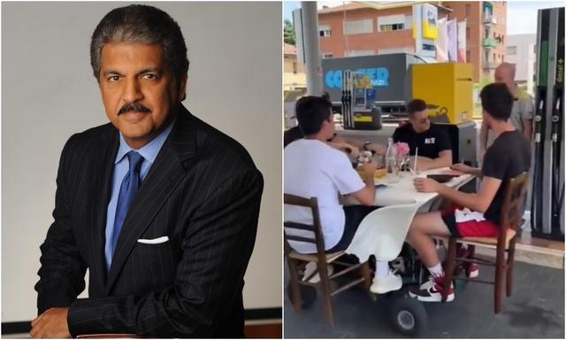 Mahindra Group Chairman Anand Mahindra recently shared a video of a mobile dining table with four men enjoying a feast as they ride to the fuel station for a quick top-up. As the tycoon puts it, the "e" in e-mobility stands for "eat" in the video.