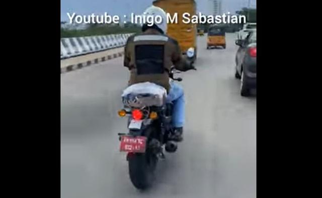 Short video taken of the motorcycle shows it on the road with testing equipment strapped to the pillion seat.
