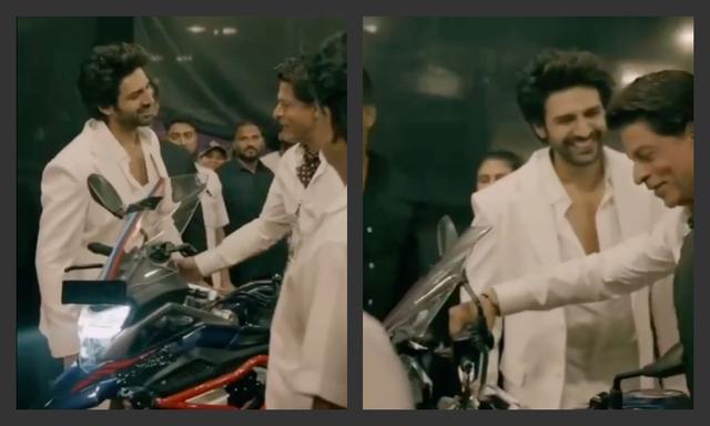 SRK Checks Out The Honda CB500X In New Viral Video, Meets Kartik Aaryan Too