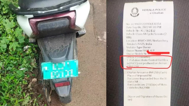 Kerala Traffic Police Fines Electric Scooter Owner For Not Having PUC Certificate Kerala Traffic Police Fines Electric Scooter Owner For Not Having PUC Certificate