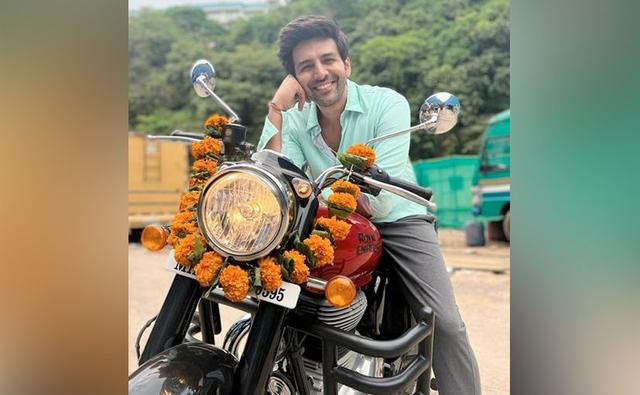 On this Dussehra day, actor Kartik Aaryan of Bhool Bhulaiyaa 2 fame, shared his best wishes by posting a photo with his beloved Royal Enfield Classic 350 on social media