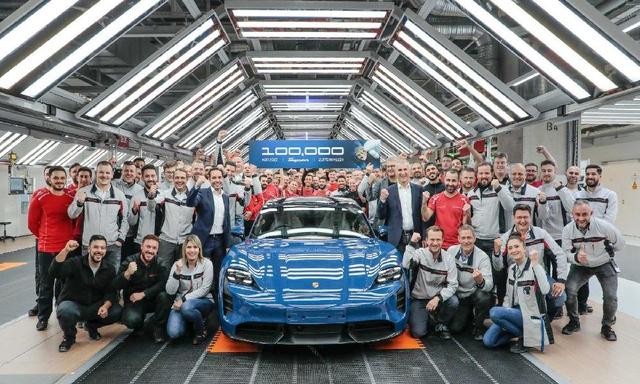 The Porsche Taycan Turbo S finished in Neptune Blue was the milestone car which was assembled on November 7 and is heading to a customer in the UK.