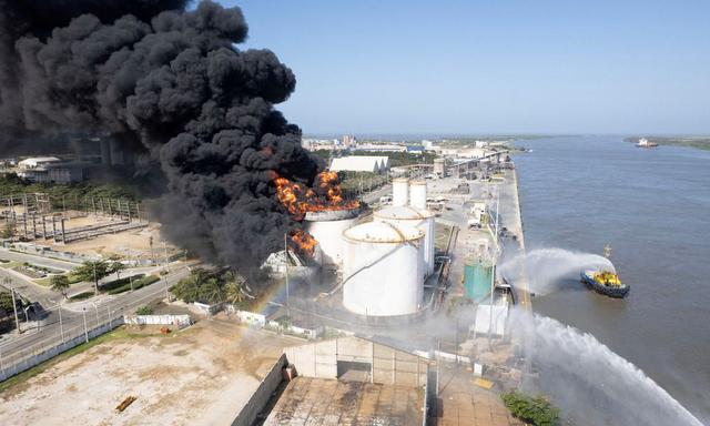 Operations at Barranquilla's port were suspended until the fire is fully controlled, authorities added.