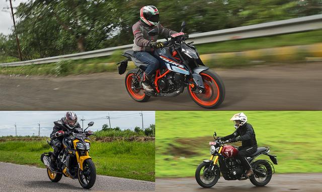 The 3rd generation KTM 390 Duke is now on sale in India and finds itself amidst two new and capable rivals in the TVS Apache RTR 310 and the Triumph Speed 400. We tell you how the new Duke stacks up against the other two on paper in this specifications comparison.