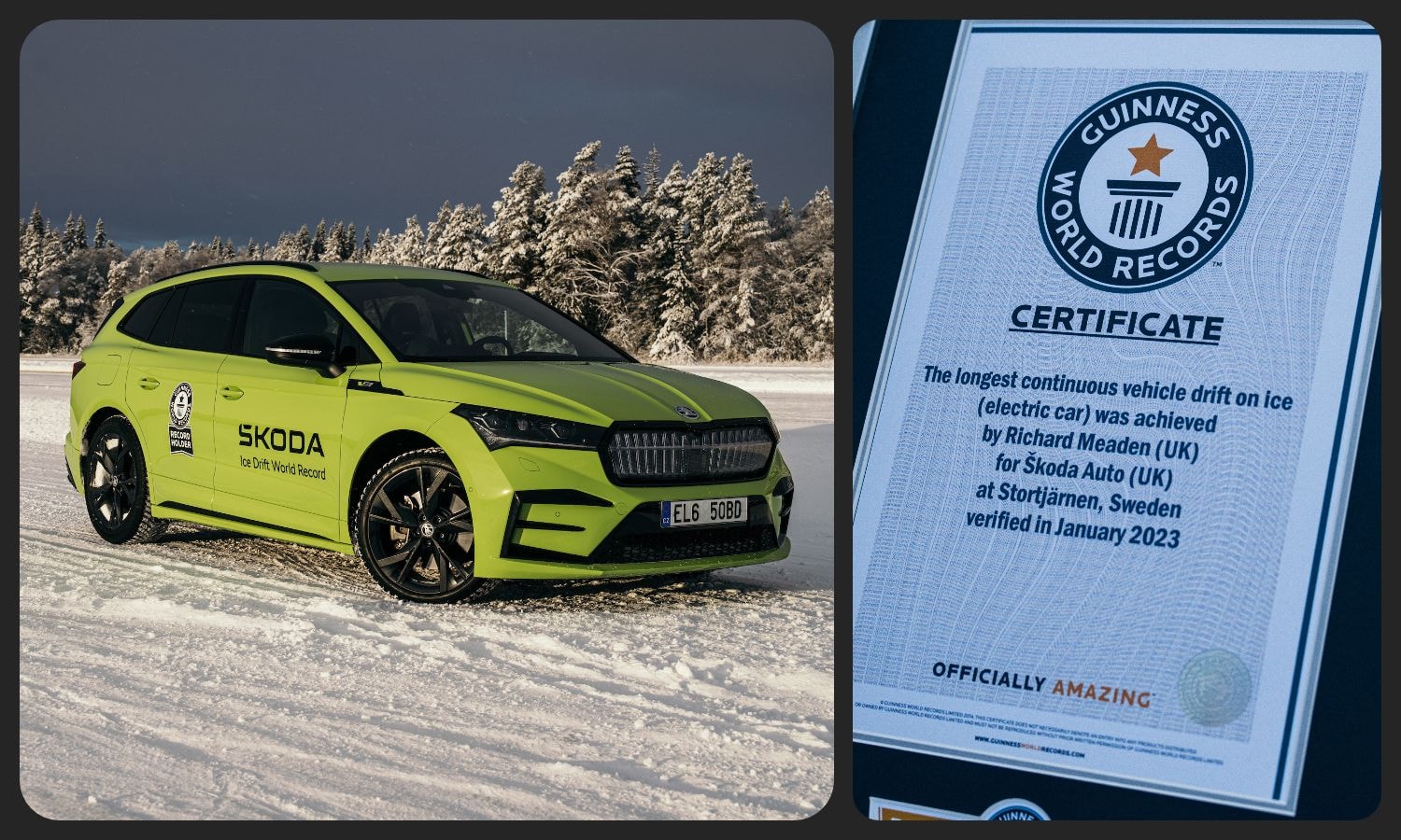 Škoda Enyaq RS iV Breaks Guinness World Record For World's Longest Ice Drift Škoda Enyaq RS iV Breaks Guinness World Record For World's Longest Ice Drift