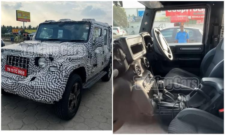The five-door Thar’s interior looks to be identical to the three-door model with the additional doors and longer wheelbase adding more space at the rear.