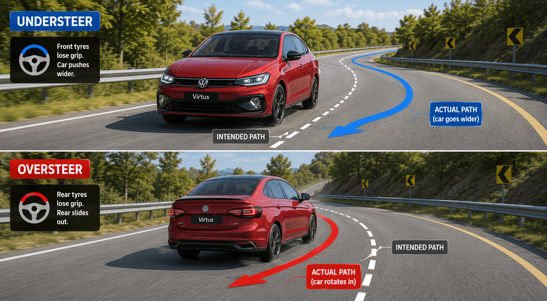 Understeen Sign Understeer vs Oversteer Explained: What Happens When a Car Loses Grip?